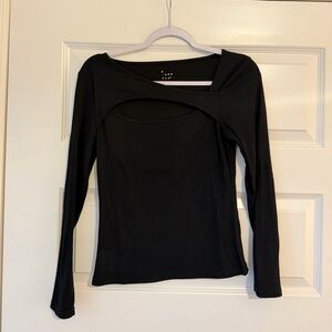 Target Ribbed Black Long Sleeve Top with Cut-Out